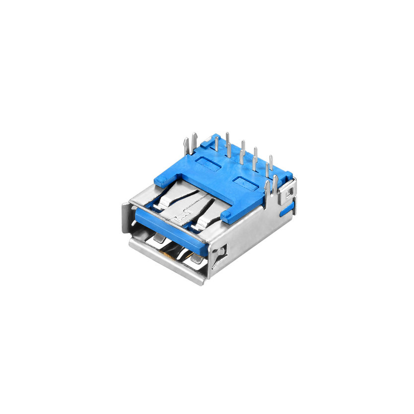 USB 3.0  , AType,Female,Right Angle Type°  DIP, Harpoon foot，No piping, I/O connector